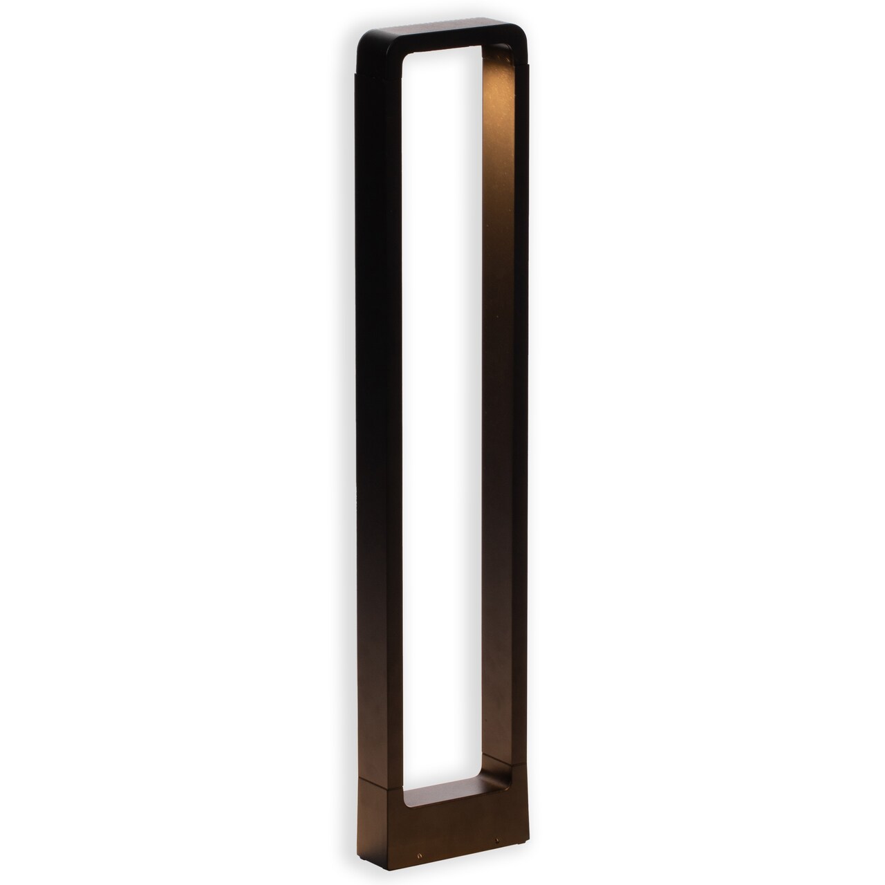 Decorative Driveway Bollard Rectangle LED Garden Light, Large Black Aluminum Pathway Yard Outdoor Light